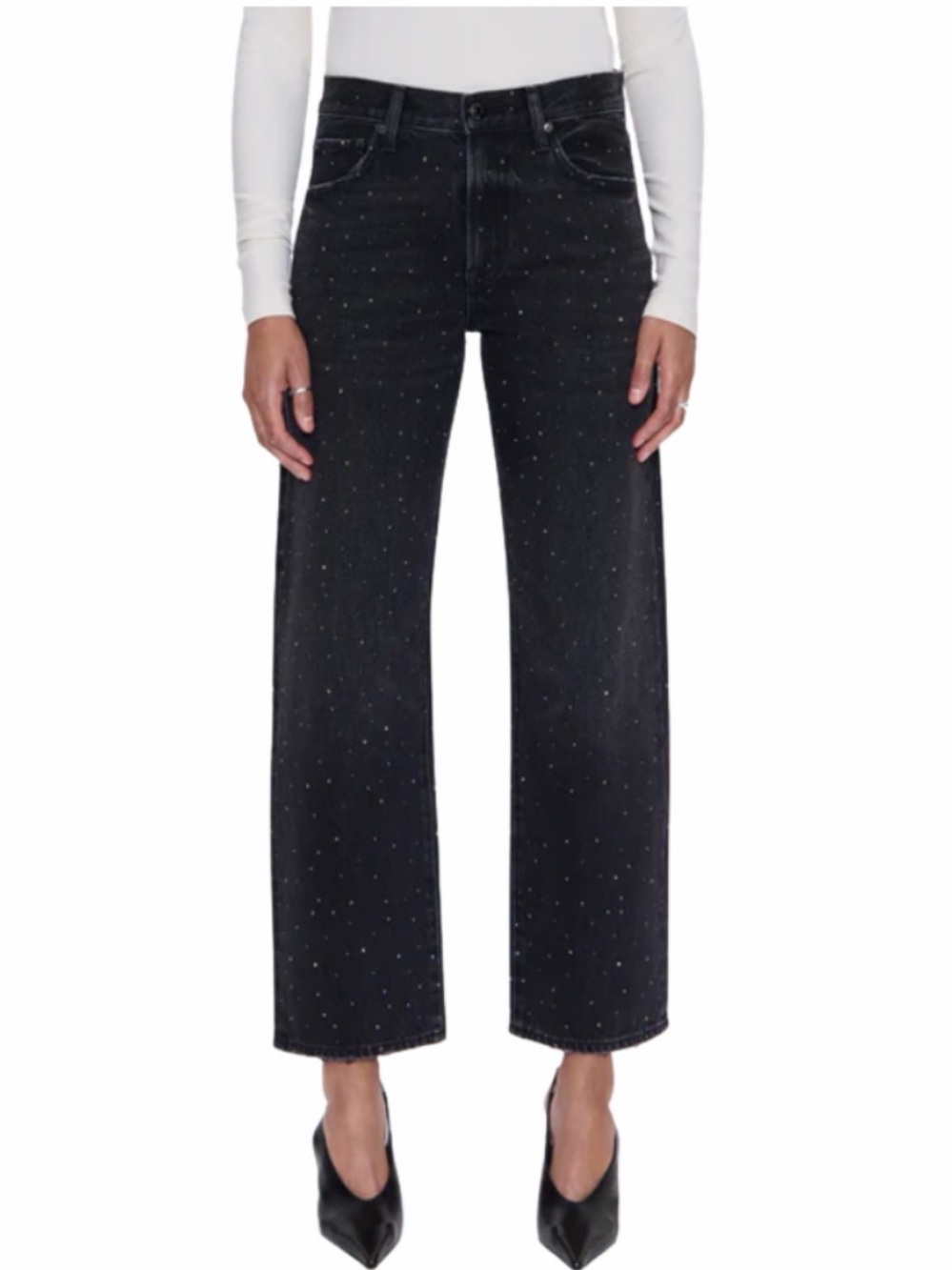 Pistola Lexi Mid Rise Bowed Straight Jean in Silver Screen (NWT)